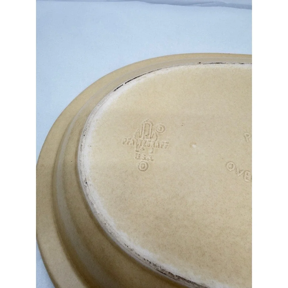 Pfaltzgraff Village Serving Platter Oval Floral Tan Brown Vintage Plate 16